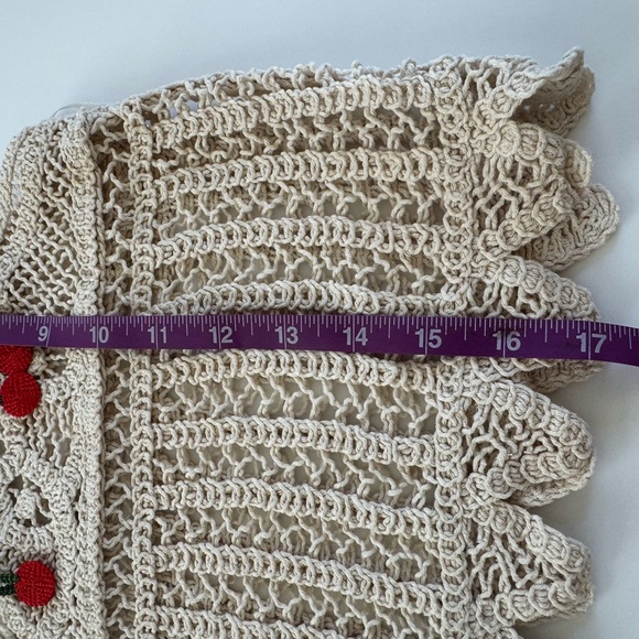 Rebellion Tan Crochet Crop Top with Cherry Details - Picture 7 of 7